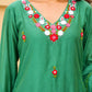 Green Floral Hand Embroidered Chanderi Kurta Set