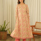Peach Floral Screen Print Kurta Set with Pant & Dupatta