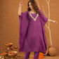 Kohinoor Purple Maslin Aari Kaftan Set