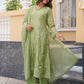 Pista Chanderi Floral Embroidered Kurta Set