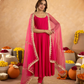 Fuchsia Chanderi Anarkali with Aari Work & Sequin Embellished  Dupatta