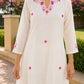 Off White Petal Handwork Chanderi A-Line Kurta Set