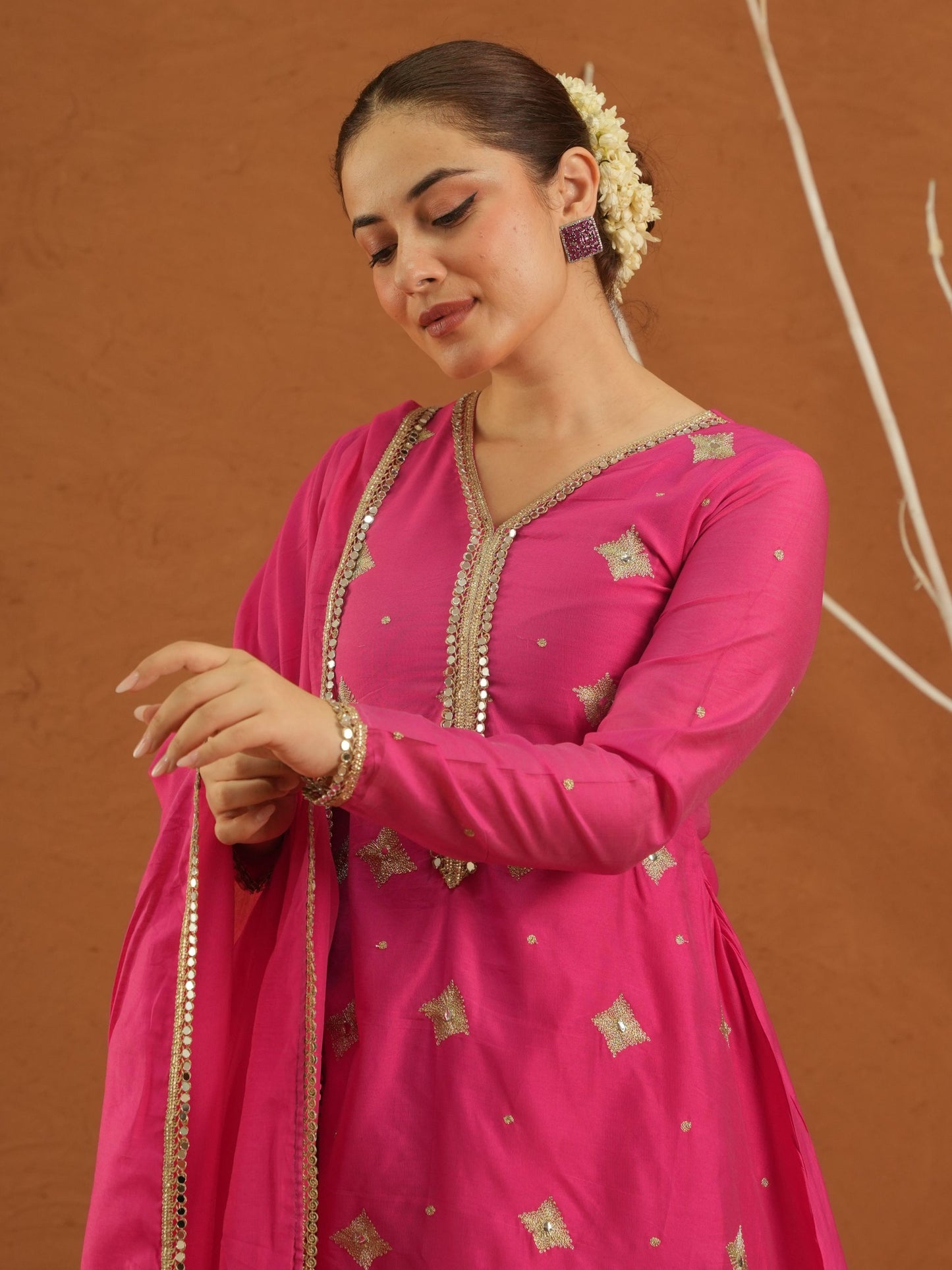 Iraak Pink Chanderi Zari Sharara Set