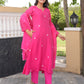 Pink Daisy Chanderi A-Line Kurta Set