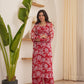 Cora Red Chiffon Kurta Set With Smocked Blouse