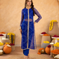 Blue Chiffon Bandhej Mirrorwork Straight Kurta