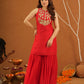 Meherbaan Red Zariwork Sharara Jacket Set