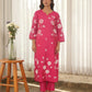 Ruby Bloom Hand-Painted Chanderi Kurta Set with Pearl Work