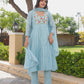 Powder Blue Floral Handwork Chanderi Kurta Set