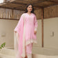 Ella Baby Pink Silk Straight Suit Set