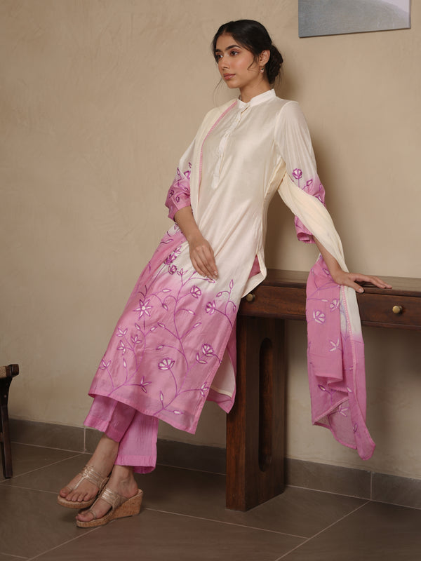 KATY LILAC SHADED CHANDERI EMBROIDERY SUIT SET
