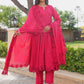 Ruby Bloom Floral Aari Work Chanderi Kurta Set