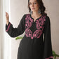 Indiflora black embroidery maslin kurta set