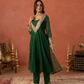 Green Chiffon Bandhej Mirrorwork Kurta Set