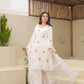 Shy White Embroidered Crushed Cotton Suit Set