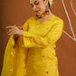Hayaat Yellow Silk Mirrorwork Suit Set