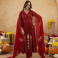 Maroon Floral Aari Embroidered Anarkali Set