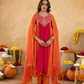 Orange Chanderi Aari & Handwork Gathered Kurta Set