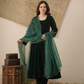 Aarin Emerald Green Velvet Kurta With Pant & Organza Dupatta