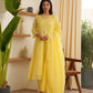 Jane Yellow  Embroidered Doria Suit Set