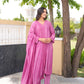 Purple Chanderi Lace Work Kurta Set