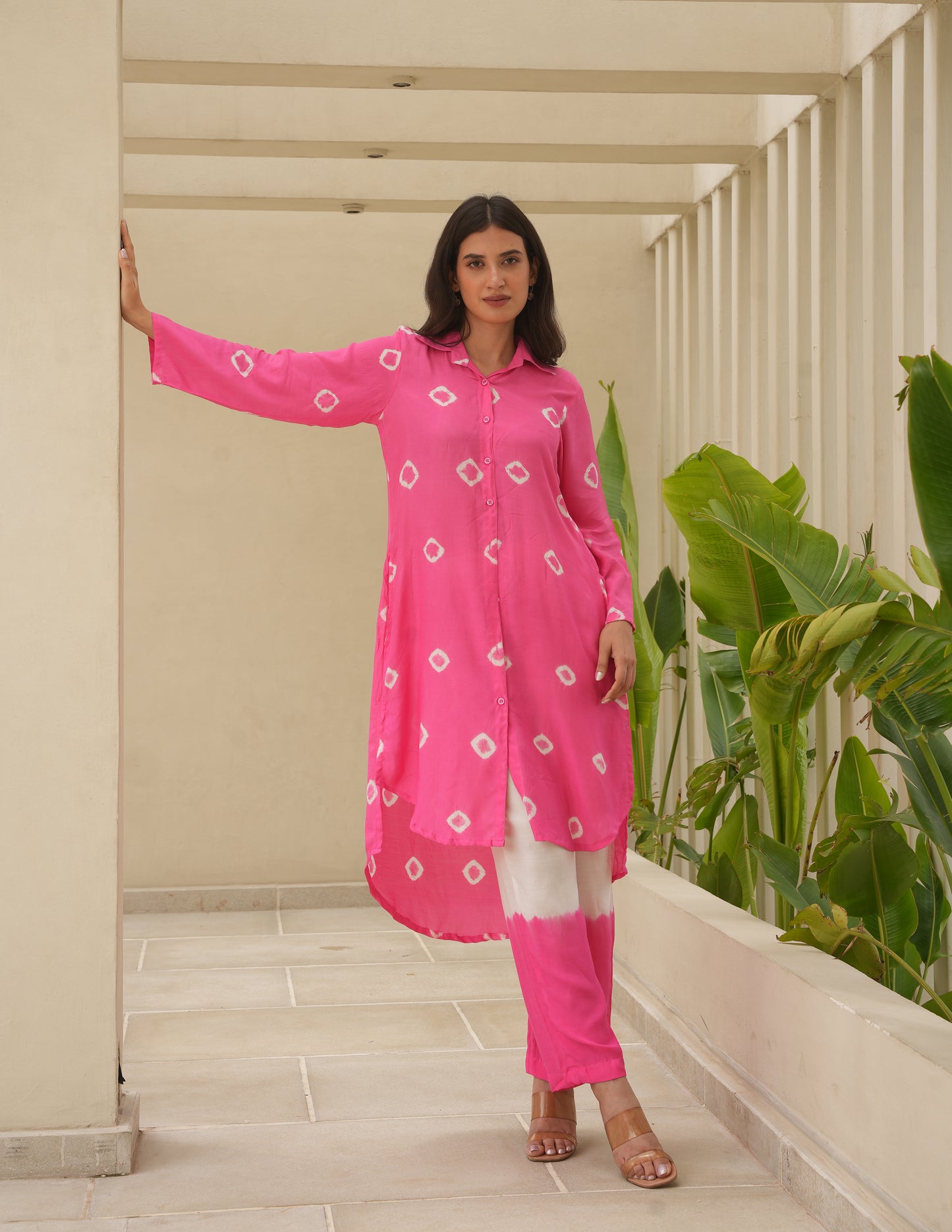 Ivy Pink Bandhani Maslin Co Ord Set