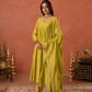 Mustard Yellow Chanderi Zari Embroidered Gathered  Kurta Set