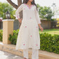 Off White Petal Handwork Chanderi A-Line Kurta Set