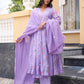 Lavender Daisy Chanderi Angrakha Kurta Set