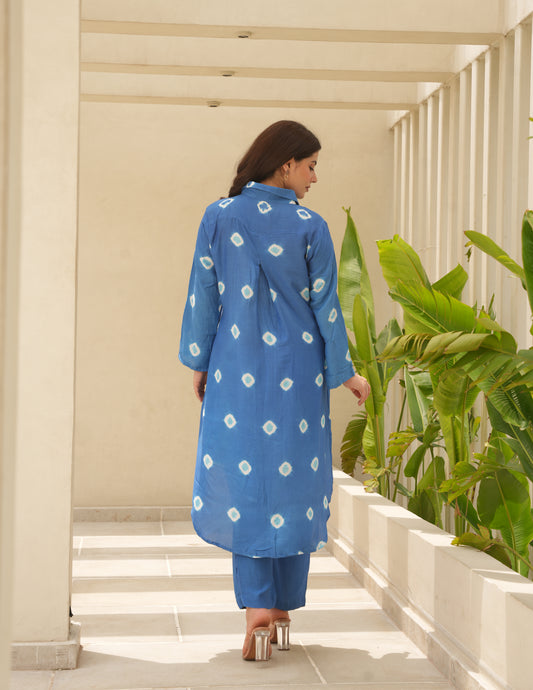 Isla Blue Bandhani Maslin Co Ord Set