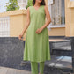 Pista Flora Chanderi Angrakha Kurta Set