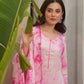 Pink Silk Shibori Mirror  Work Staright Suit Set