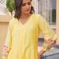 Sunflower Floral Aari Work Chanderi Kurta Set