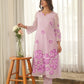 Mauve Blossom Hand Paint Soft Organza Suit Set