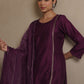 VIOLET CHANDERI AARI WORK SUIT SET