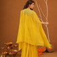 Parizet Yellow Zariwork Sharara Jacket Set