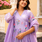 Lavender Daisy Chanderi Angrakha Kurta Set