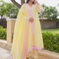 Pastel Yellow Chanderi Lace Work Kurta Set