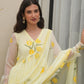 Periwinkle Yellow Chiffon Handpaint Suit Set