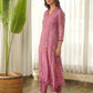 Mauve Pink Embroidered Chanderi Kurta Set with Pants