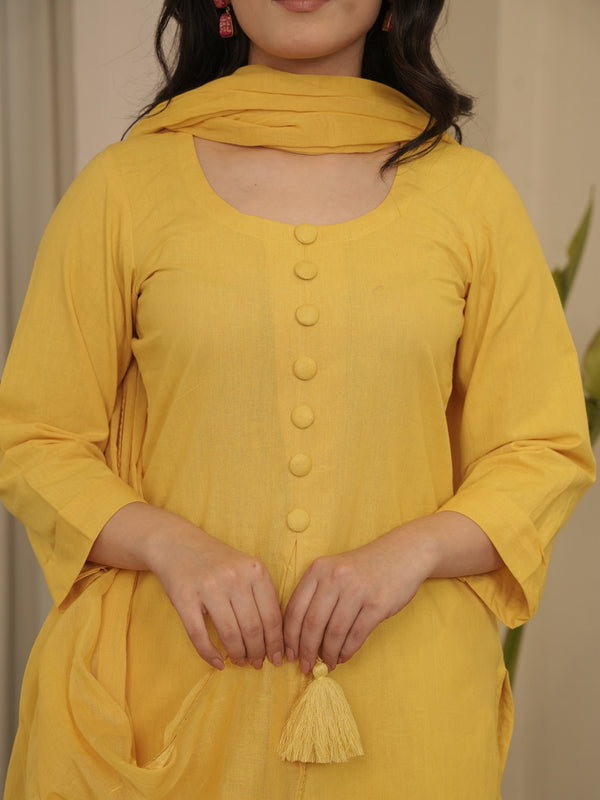 Yellow Cotton Suit Set