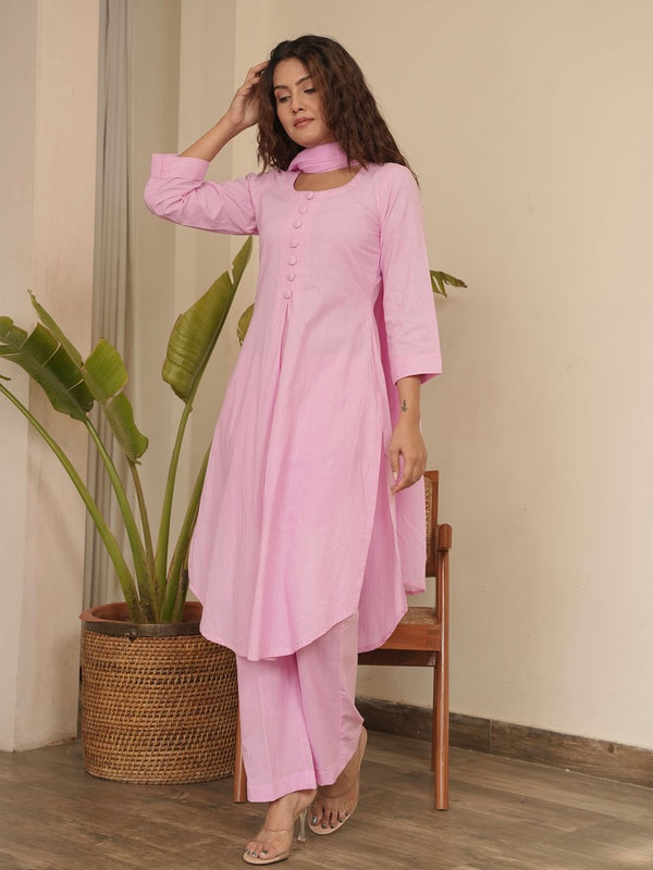 Baby Pink Cotton Suit Set