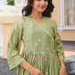 Pista Flora Chanderi Angrakha Kurta Set