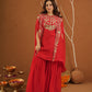 Meherbaan Red Zariwork Sharara Jacket Set
