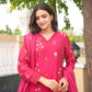 Dark Pink Chanderi Floral Embroidered Kurta Set