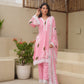 Saga Pink Handpaint Chiffon Suit Set