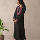 Indiflora black embroidery maslin kurta set