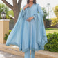 Ice Blue Chanderi Lace Work Kurta Set