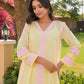 Pastel Yellow Chanderi Lace Work Kurta Set