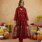 Maroon Floral Aari Embroidered Anarkali Set